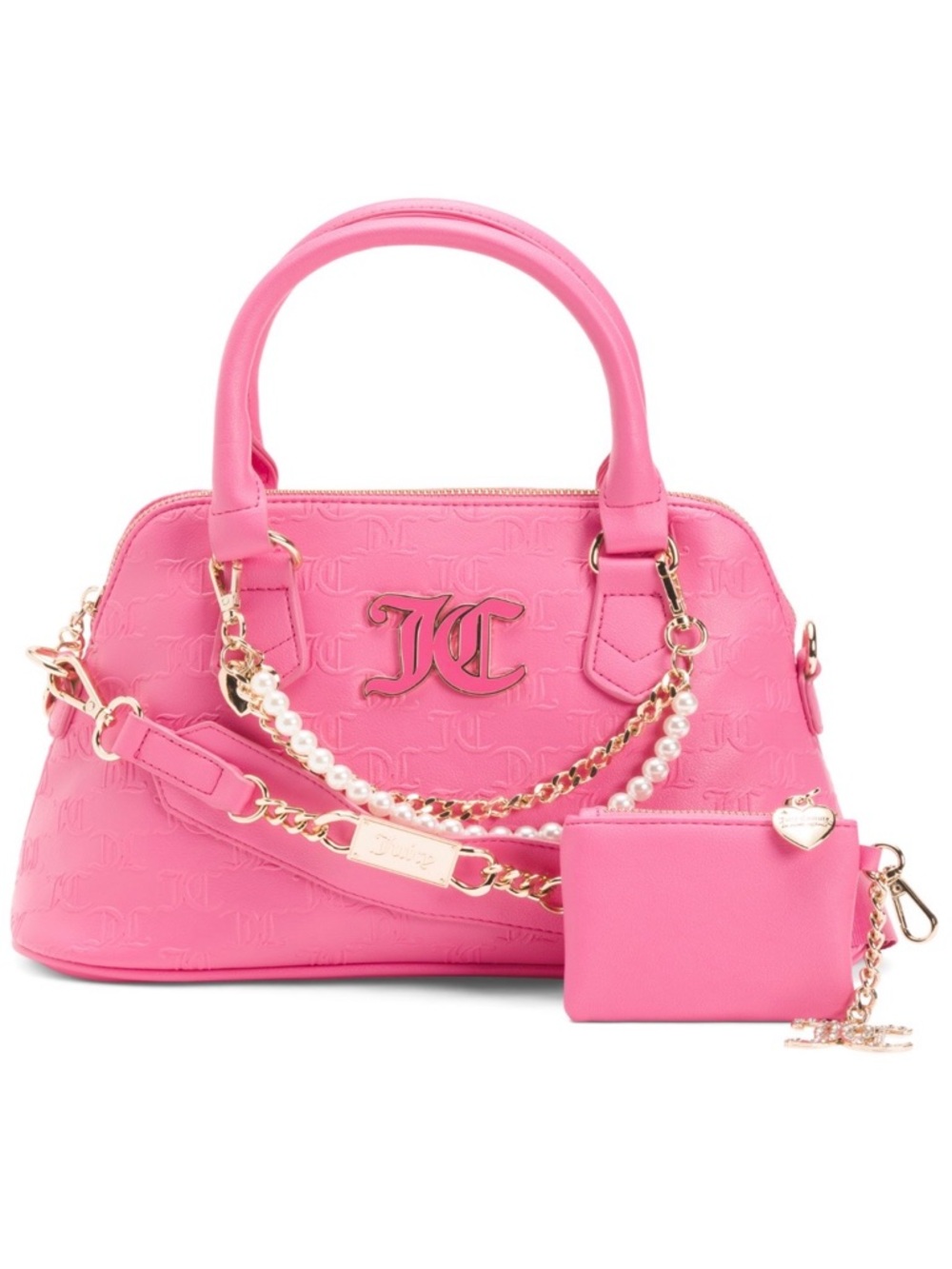 Juicy Couture Heritage New Sporty Satchel 3 Piece Set in Pink Faux Leather
